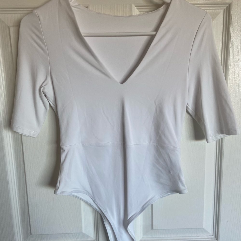 White V-neck bodysuit